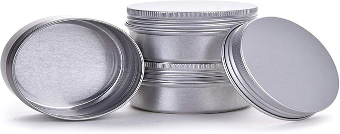 Silver 1 Ounce Aluminum Tin Jar Refillable Containers 30ml Aluminum Screw Lid Round Tin Container Bottle for Cosmetic,Lip Balm, Cream, 30 Pcs