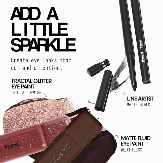 aboutface Fractal Glitter Eye Paint Digital Demise – Smudge-Proof, Long-Lasting Liquid Eyeshadow – Intense Sparkle with Mousse Texture – Vegan, Cruelty-Free – 0.13oz (Cinnamon)