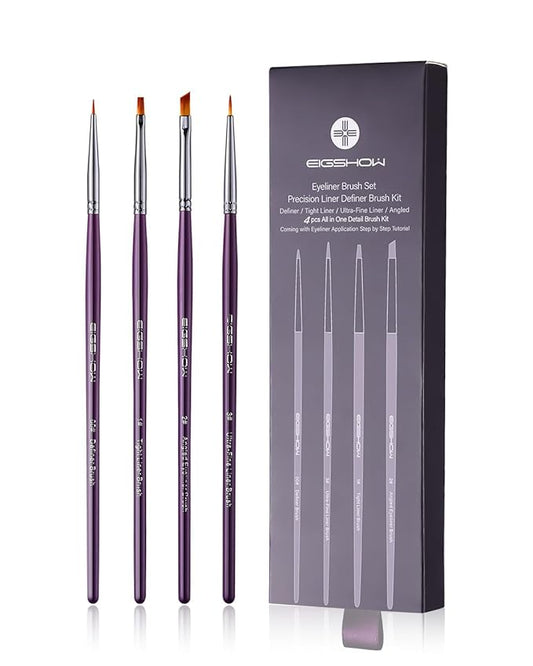 EIGSHOW Eyeliner Brush Set, Ultra Fine Gel Eyeliner Brush for Precision Eye Liner, Eyebrow Filling, Face Painting, 4 Pieces