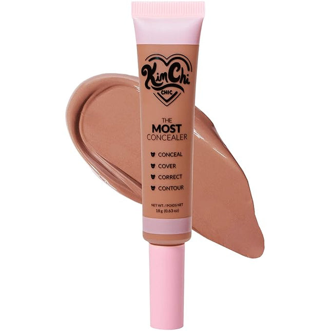 KimChiChic Beauty The Most Concealer | Full Coverage Water Resistant Multi-Use Concealer | Conceal, Correct, Contour & Highlight | Matte Satin Hybrid Finish | Brush Applicator, 0.63 oz, 14-Walnut