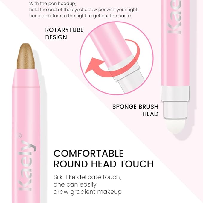 Kaely 2in1 Cream Eye Shadow Brightener Sticks for Eyes, Pencil Eyeshadow Applicator Stick Waterproof Pigmented, Eye Shadow Palette Highlighter Makeup, sombras para ojos, 04 Light Khaki Shimmer