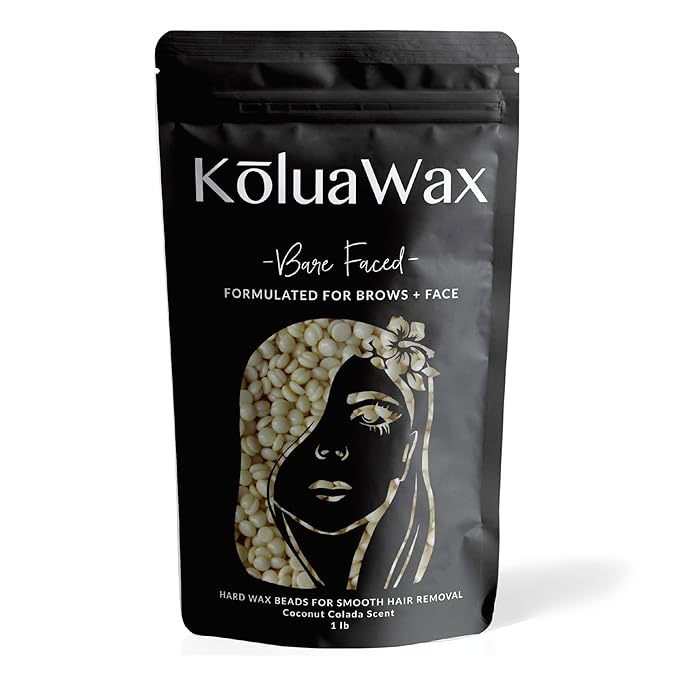 KoluaWax Hard Wax Beads for Hair Removal – Coarse Hair Formula – Face, Brazilian, Underarms, Back Chest, Bikini Waxing – Coconut Colada, 1lb Refill for Wax Warmers & 10 Large Applicator Sticks