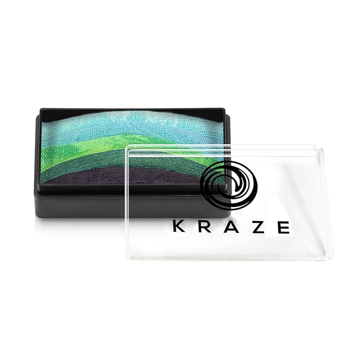 Kraze FX Dome Stroke - Spring Leaf by Linnea (25 gm), Professional 1-Stroke Split Cake, Hypoallergenic, Non-Toxic, Water Activated Face & Body Painting Makeup Supplies for Kids Safe Adults