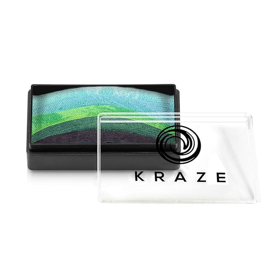 Kraze FX Dome Stroke - Spring Leaf by Linnea (25 gm), Professional 1-Stroke Split Cake, Hypoallergenic, Non-Toxic, Water Activated Face & Body Painting Makeup Supplies for Kids Safe Adults