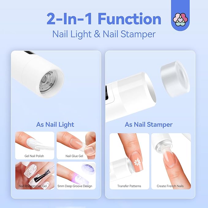 SAVILAND White 9W LED Nail Light for Gel Nails: Handheld LCD Display Screen Flash Cure Lamps with Stand for Gel Nail 8s Quick Drying Cordless Handsfree U V Light for Nails Home Manicure Nail Dryer