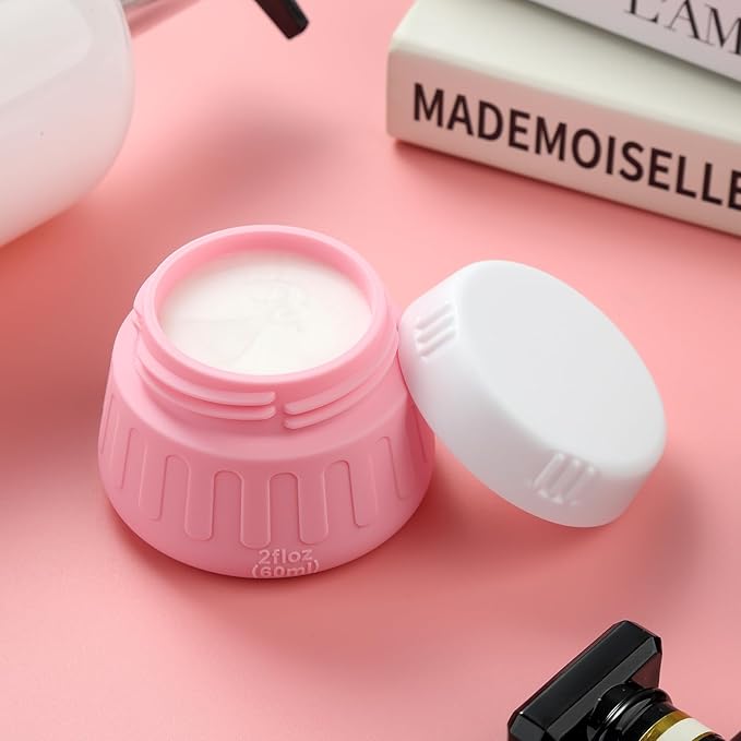 Gemice 2 oz Travel Containers for Toiletries, 4-Pack TSA Approved Travel Size Toiletries Containers for On-the-Go, Small Leak-Proof Travel Essentials Silicone Jar for Shampoo, Lotions, Cleanser