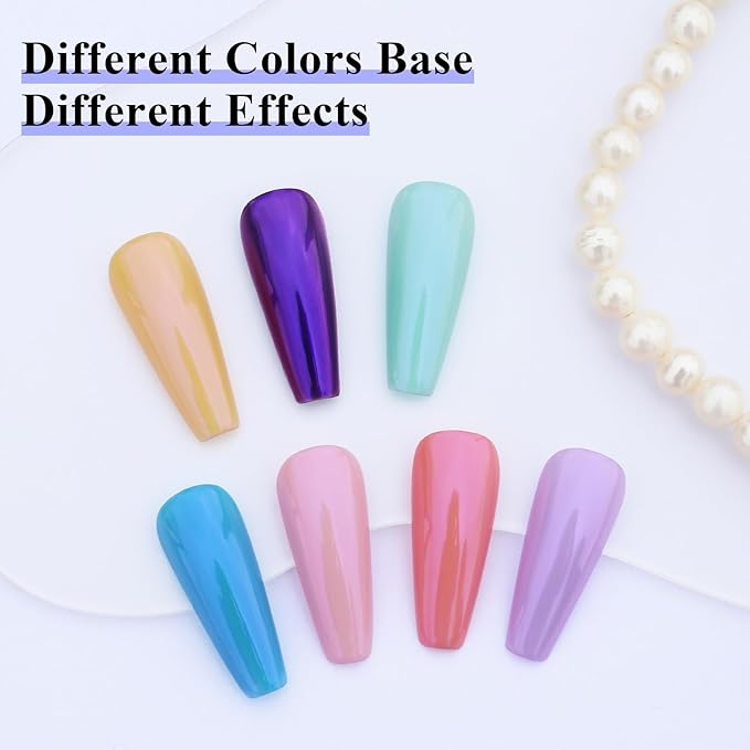 Imtiti Chrome Nail Powder with Black Gel Nail Polish Kit, 1g Dark Purple Aurora Meatllic Mirror Effect Powder and 10ML Black Gel Polish Shimmer Nail for UV Nails Art DIY Kit