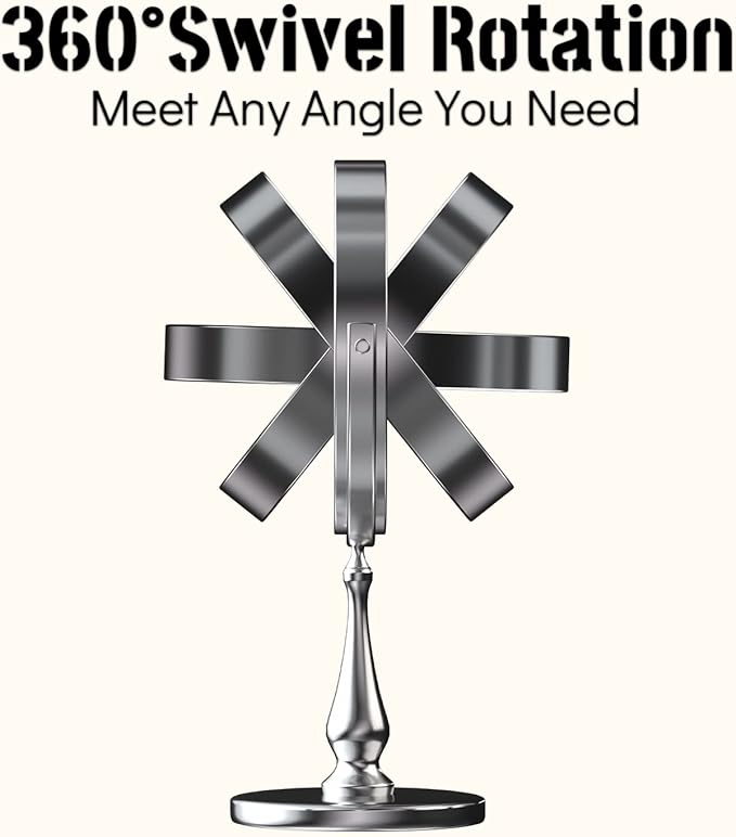 9" Large Lighted Makeup Mirror, 1X/10X Magnifying Vanity Mirror with 3 Colors Dimmable Lightning, 80 LED Lights, 360°Rotation Double Sided Standing Desk Mirror