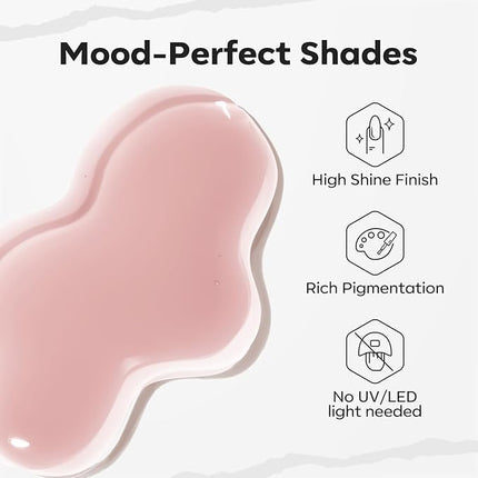 modelones Jelly Nude Nail Polish, 15 ml Valentines Pink Translucent Quick Dry Nail Lacquer Strengthener Long Last Shine Fingernail Toe Nail Art DIY Home Manicure Gift for Women Girls