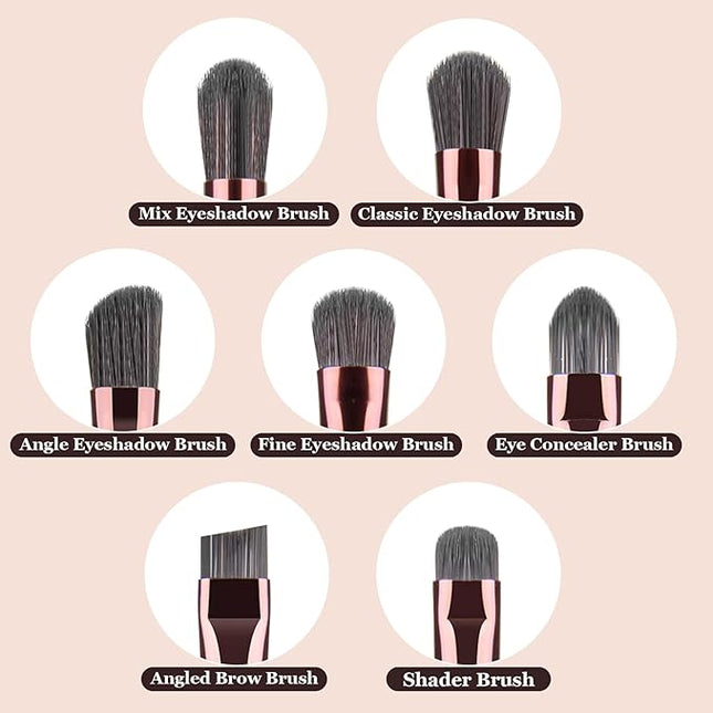 Eye Makeup Brushes Set, Premium 7Pcs Eyeshadow Brush, Professional Eye Brush for shadow lip Angled Eyeliner Eyebrows, Soft Hairs and Wood Handle.