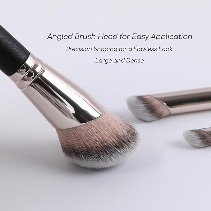 ENERGY Contour Foundation Brush Angled Powder Makeup Brush for Liquid Cream Powder Blush Bronzer Blending Buffing Vegan Synthetic Face Brush