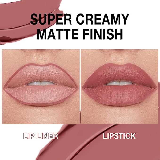 Kaely Antique Rose Gradient Matte Lipstick Lip Liner Pencil for Women, 2in1 Flawless Contour Gradual Ombre Effect Lip Pencil Makeup Waterproof, labiales mate 24 horas originales, 16