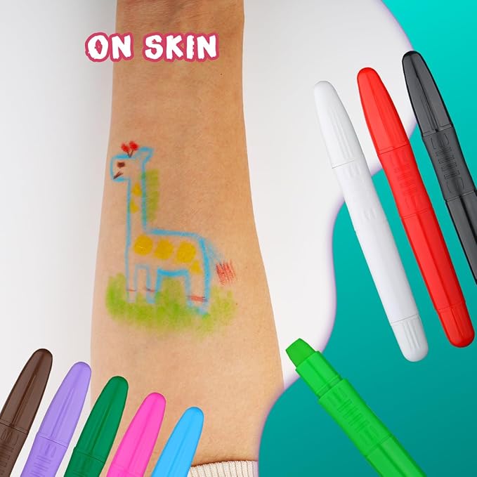 Bowitzki Face Paint Sticks 12 Colors Eye Black Face Painting Crayons Kit Twistable Marker Temporary Hair Color Dye Party Body Makeup Belly Painting Kids Adults With Box Halloween Football Christmas