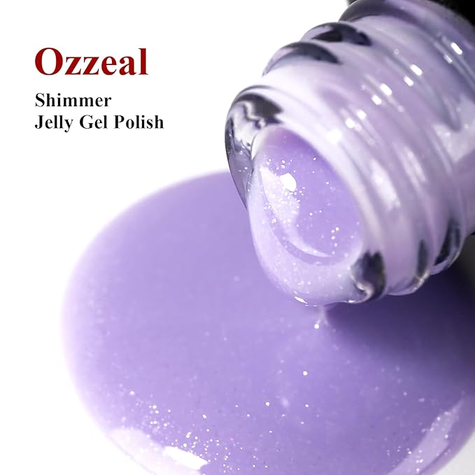 Jelly Gel Nail Polish,Lavender Purple Silver Glitter Shimmer Neutral Sheer Soak off UV/LED Iridescent Translucent Sparkly Nail Gel Polish for Nail Art DIY Manicure 0.5 Fl Oz