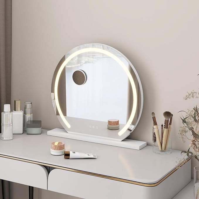 YOURLITE Vanity Mirror with Lights,23"x 24" Modern Mirror with LED Lights, 3 Colors Modes & Adjustable Brightness, Makeup Mirrors Vanity Mirror 10x Spot Mirror, USB Charging Port