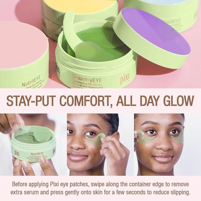 Pixi Beauty NutrifEYE Soothing Rose Under Eye Gel Patches | Eye Masks for Puffy Eyes with Rose, Aloe Vera, and Chamomile to Hydrate, Calm, and Depuff | 30 pairs / 60 patches