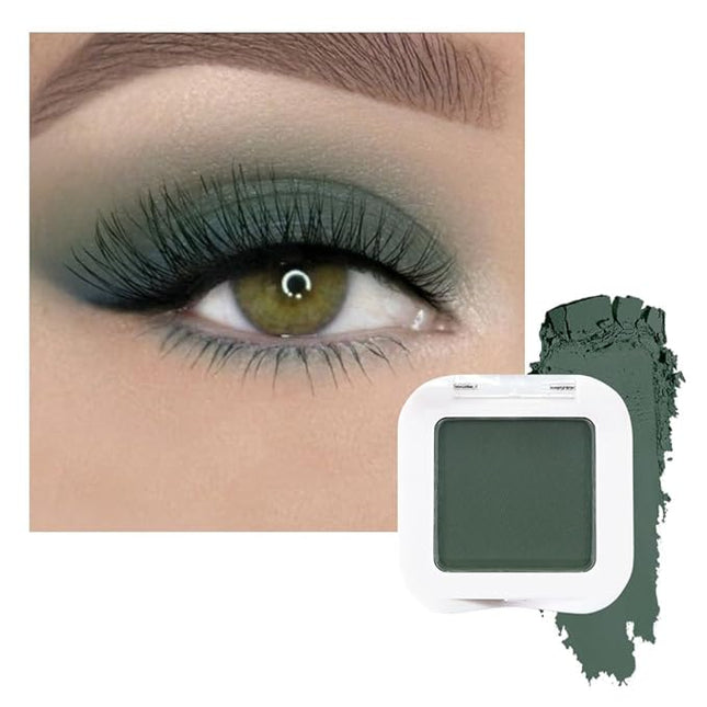 evpct Dark Green Matte Single Eyeshadow Palette, Forest Green Eye Shadow Palette Makeup Singles for Older Women Matte, High Pigment Long Lasting Mini Monochrome Eyeshadow Sombra Para Ojos, 16