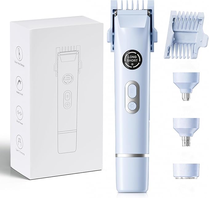 Dermave Bikini Shaver, 4-in-1 Bikini Trimmer for Women, Electric Razors with Dual Heads, Cordless Body Hair Trimmer, Rechargeable Pubic Hair Trimmer for Legs Body Facial Hair, Ceramic Blade