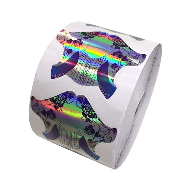 FingerAngel 500Pcs Laser Nail Forms Gel Polish Extension Forms Acrylic Tips Nail Art Decoration DIY Nail Gel Curl