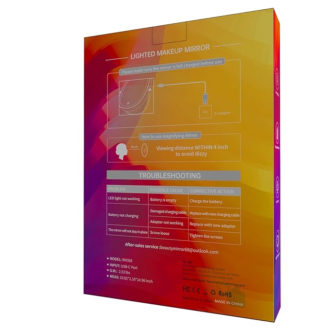 FUNTOUCH Rechargeable Lighted Wall Mounted Makeup Vanity Mirror, Double Sided 1X/7X Magnifying Mirror…