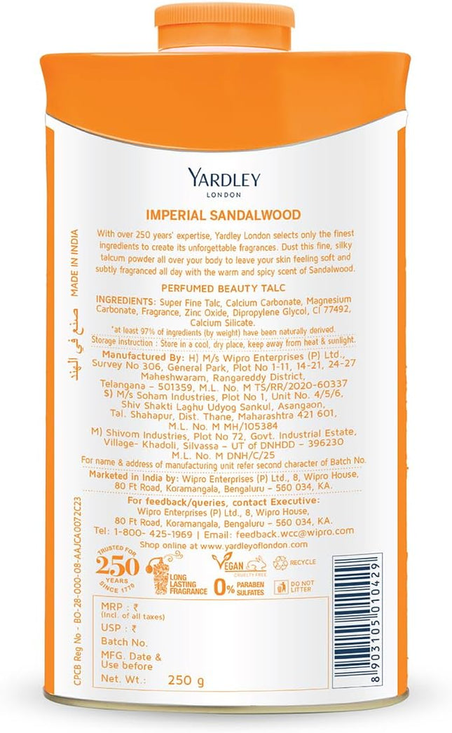 Yardley Sandalwood Perfumed Talc, 250 g