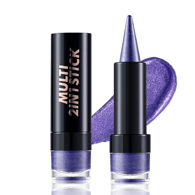 AMY'S DIARY Purple Eye shadow & Eyeliner Stick 2-in-1, Cream Eyeshadow Pencil + Gel Eyeliner | Waterproof, Smudge-Proof Eye Makeup Crayon for woman, Face & Lip | Twist-Up Eye Shadow Pen