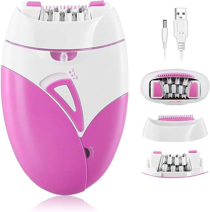 Epilator for Women, Smooth Glide Epilator Facial Hair Remover for Women with 2 Speed & LED Light, Electric Facial Hair Removal Suitable for Face, Bikini Areas, Underarms, Arms, Legs
