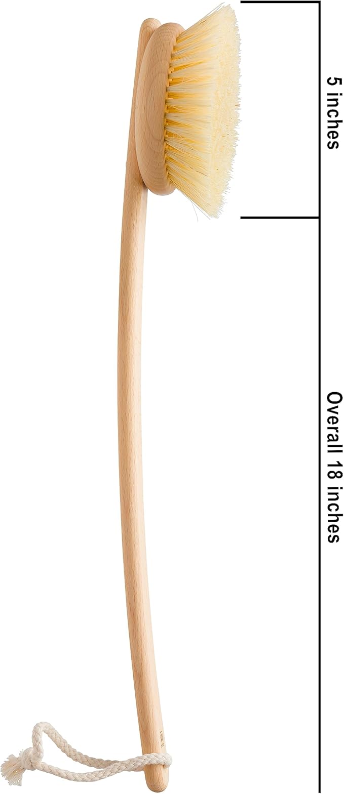 Redecker 100% Made in Germany Round Tampico Fiber Bath Brush with Extra-Long Oiled Beechwood Handle, 18-1/2-Inches