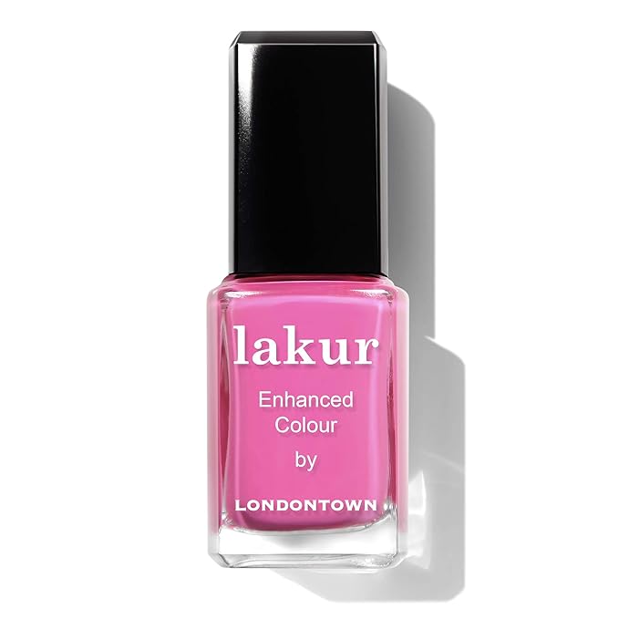 LONDONTOWN lakur Nail Polish - Chip-Resistant, Non-Toxic, Conditions & Hydrates Nails | Shimmery Hot Pink, Fruit-Tella, .40 fl oz