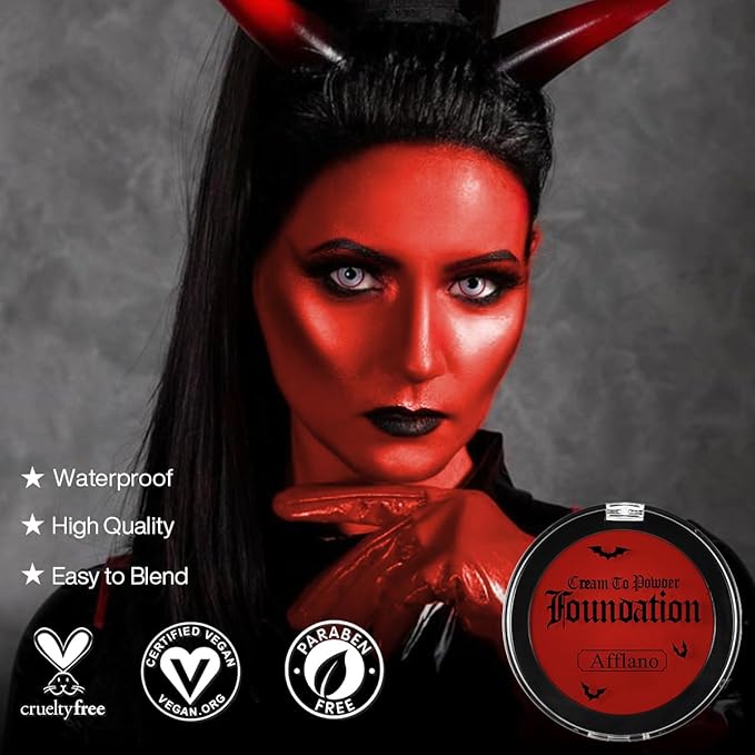 Red Face Paint, Washable Red Body Paint Clown Goth Foundation Makeup, Professional Safe Cream Face Painting for Kids & Adults, Long Lasting Greasepaint for Halloween Devil Makeup, SFX, Joker, Vampire