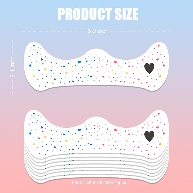 HQ Joker Freckles Face Tattoo - Pink & Blue Temporary Tattoos with Sinister Smiles | Waterproof Face Makeup for Halloween Costume, Zombie Party & Cosplay (8 Sheets)