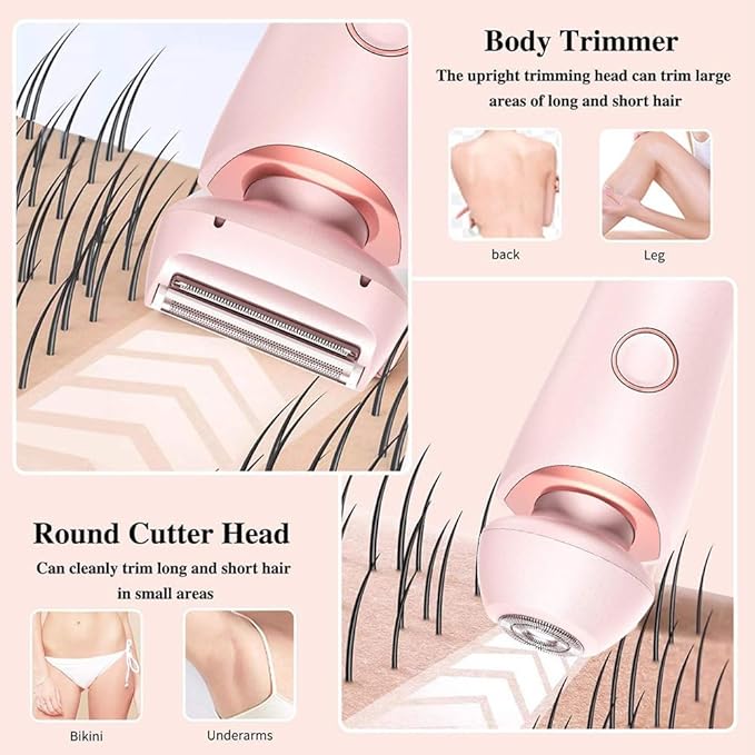 Petalsmooth Shave Pro, Dusk Glide Pro 3.0 Razor, Waterproof 2-in-1 Wet&Dry Painless Hair Removal with Removable Head for Leg Arm Underarm Bikini Area (Pink)