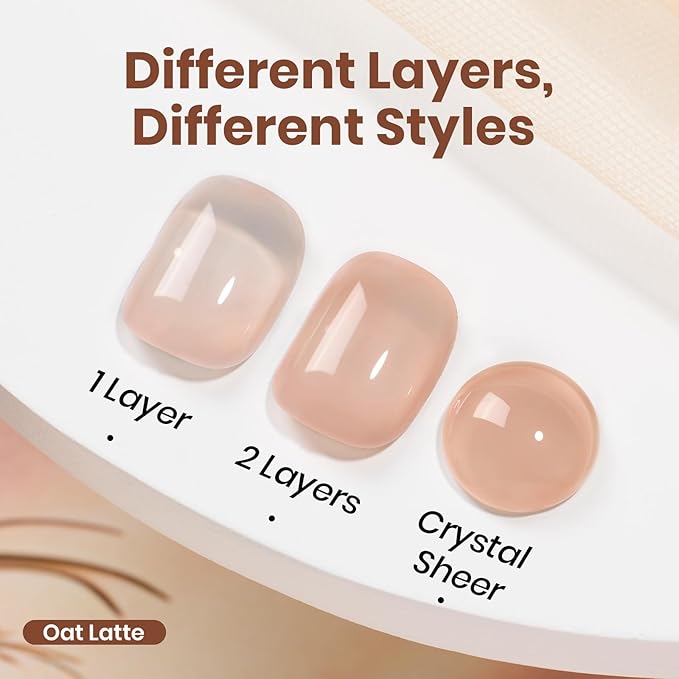 Beetles Nude Brown Gel Nail Polish - 15ml Hema Free Natural Nude Jelly Gel Polish Nail Concealer Fall Color Sheer Translucent Effect Soak Off UV Oat Latte Collection Nail Art Manicure Gift for Women