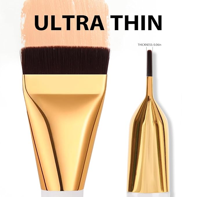 2pcs Flat Foundation Brush for Liquid Makeup,Ultra Thin Liquid Premium Makeup Face for Blending, Cream, Face Flat Makeup Tool