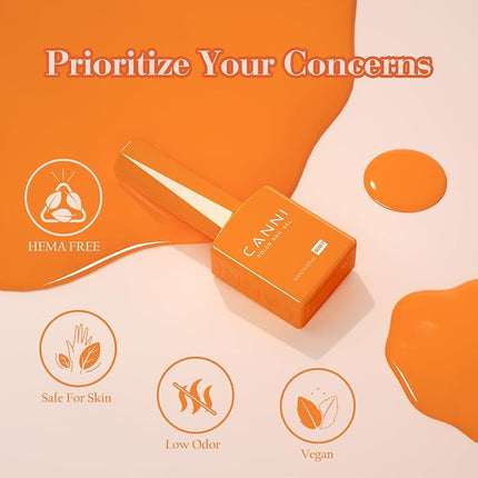 CANNI Orange Gel Nail Polish Set – 6 Colors (Fire Orange, Yellow, Amber, Pumpkin, Sunset), 9ML Soak Off UV LED Nail Gel Kit for Fall Nail Art & DIY Manicure