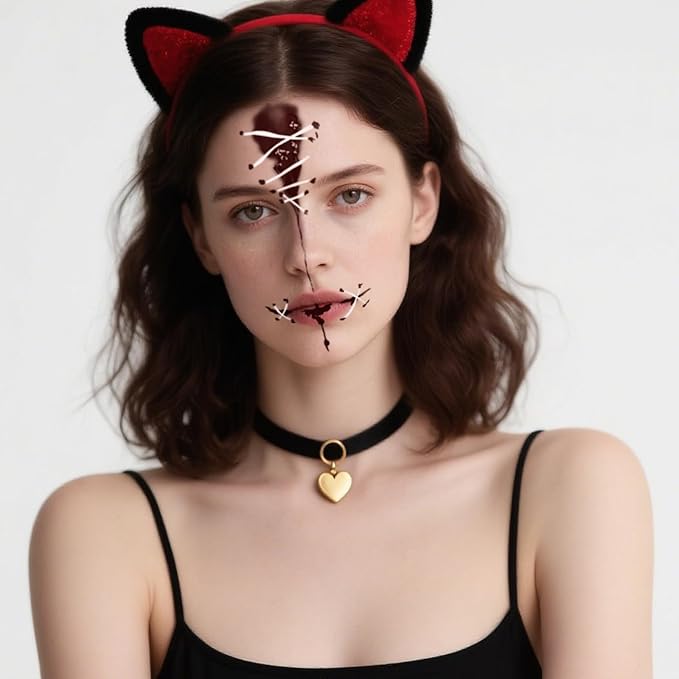 Halloween Temporary Face Tattoos, Temporary Tattoo Stickers,Temporary Makeup Tattoos, Bloody Face Tattoo Sticker Art for Halloween, Adults, Kids, Costume Parties 8Pcs