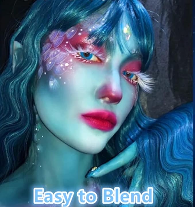 Go Ho Light Blue Face Paint,Waterproof Oil Based Cream Pale Blue Face Body Paint Stick for Halloween Cosplay SFX Ghost Bride Costume Sally Makeup