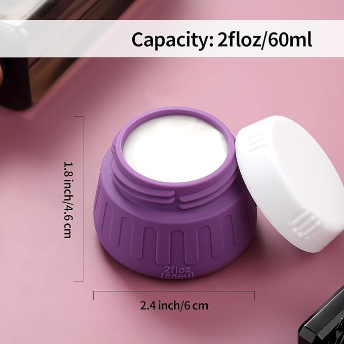 Gemice 2 oz Travel Containers for Toiletries, 4-Pack TSA Approved Travel Size Toiletries Containers for On-the-Go, Small Leak-Proof Travel Essentials Silicone Jar for Shampoo, Lotions, Cleanser
