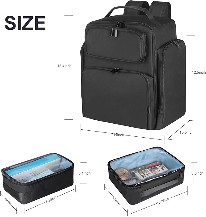 Travel Makeup Organizer Backpack with 6 Removable Cases,Extra Large Cosmetic Storage Bag for Women and Professional Make up Artist (Black)