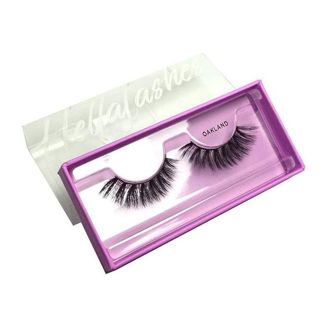 KARA BEAUTY Style L4 Hellalashes 8D Faux Mink Lashes Lightweight Synthetic Fiber in 8 Dimensional Layers OAKLAND - Delicate, Short-Flared, 1 Pair