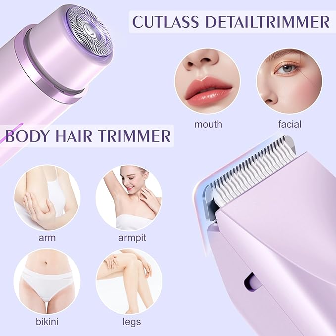 Dermave Bikini Shaver,Bikini Trimmer for Women,2-in-1 Electric Razors for Women(Light Purple)