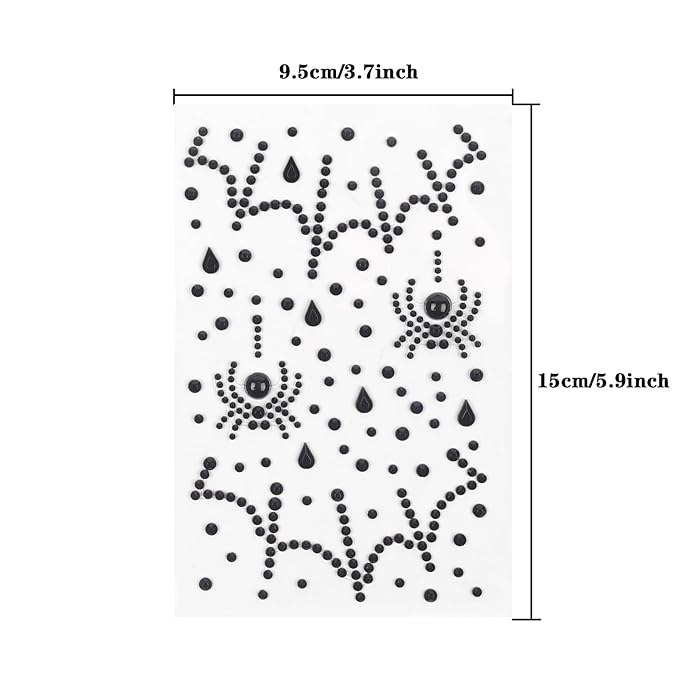 Red Black Face Gems, Halloween Face Rhinestone Makeup Festival Face Jewels, Spider Web Witch Scars Stick On Gems, Self-Adhesive Rhinestone Set for Halloween Cosplay