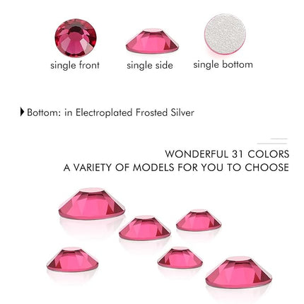 288Pcs Rose Crystal Rhinestones,Glass Flatback Rhinestones Gemstones for Nail Face Makeup Art Crafts Clothes Decoration -(SS30,6.5mm,Rose)