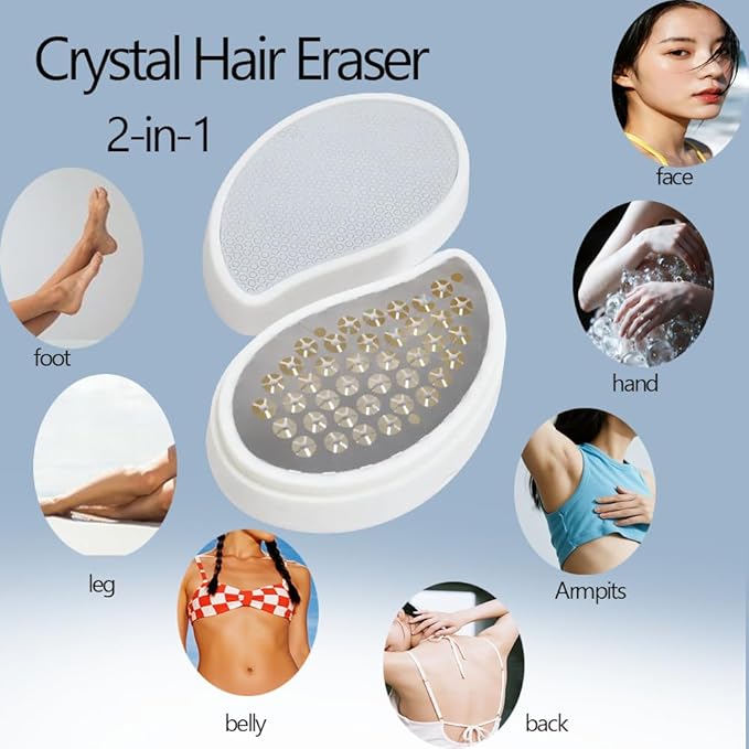 Professional Crystal Hair Remover - Nano Glass Epilator & Exfoliator 2-in-1 | Chemical-Free & Reusable | Painless Alternative to Waxing/Shaving