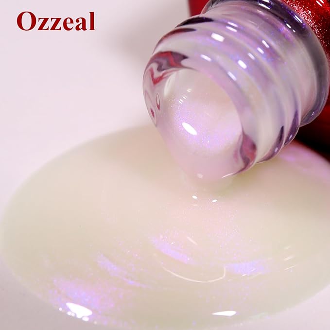 Pearl Gel Nail Polish, Purple Transparent Shimmer Shell Nail Gel Polish Glitter Mermaid Gel Polish Iridescent Pearlescent Sparkle Spring Summer Nail Polish Soak Off Led UV Manicure 15ML