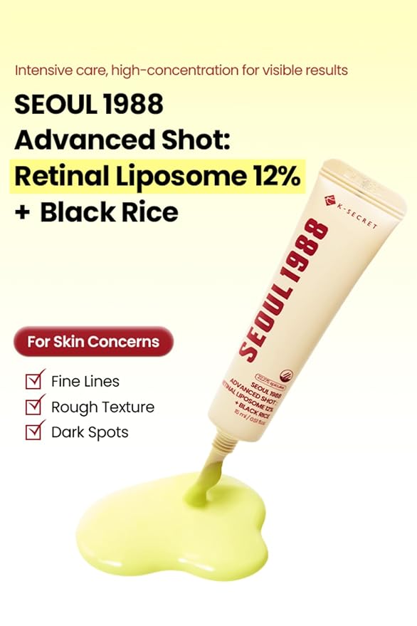 K-SECRET SEOUL 1988 Retinal Advanced Shot – Formulated with 22,275 Spicules and Advanced Retinal Liposome 12% | Fine Lines and Skin Texture Care Serum | Korean Skincare, 15ml / 0.51 fl oz