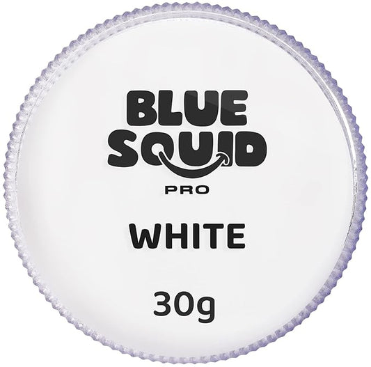 Blue Squid Face Paint Water Based Single Cake Professional Face Paint & Body Paint - Water Activated, Kids Adults Face Painting for Costume, Halloween Makeup, Cosplay - Classic White Face Paint 30g