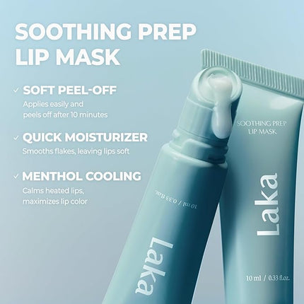 Laka Soothing Prep Lip Mask, 10ml/0.33 fl.oz, Cooling Peel-Off Lip Mask, Jelly tip for Hygienic & Easy Application, Daily Lip Care, K-Beauty
