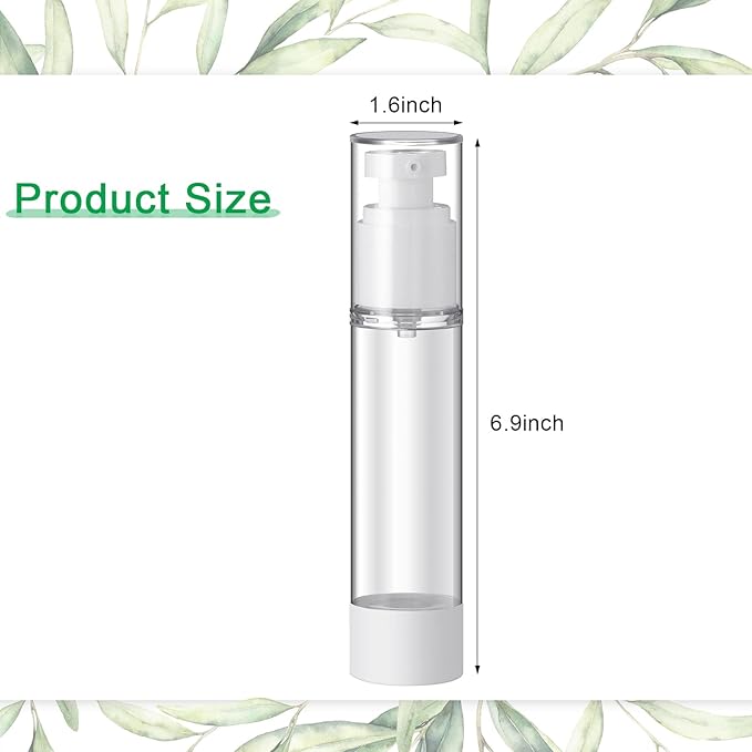 Sabary 60 Pcs Clear Airless Pump Bottles Refillable Cosmetic Travel Size Dispenser Vacuum Plastic Travel Bottles Empty Lotion Pump Dispenser Liquid Toiletry Container(3.4 oz)