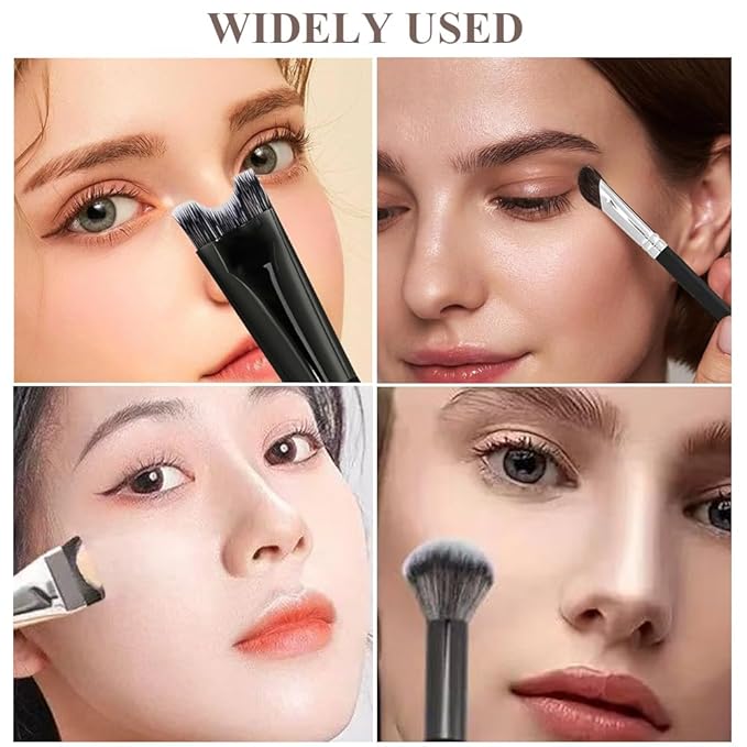3 Pcs Nose Contour Brush, 2 in 1 U-Shaped Dual-End Contour, Angled and Flat Brushes Sculpting Makeup Tools for Makeup Noses Sculpting Highlighting Defining